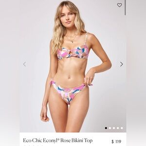 Eco Chic Econyl® Rose Bikini Top Size M NWOT